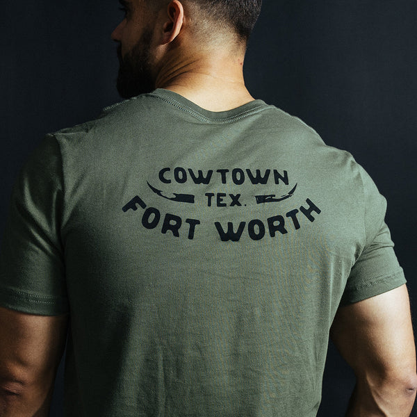 Cowtown Fort Worth Tex. - T Shirt - Olive Green