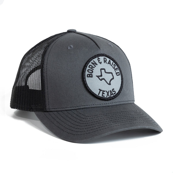 Texas Born and Raised - Charcoal/Black - Trucker Hat