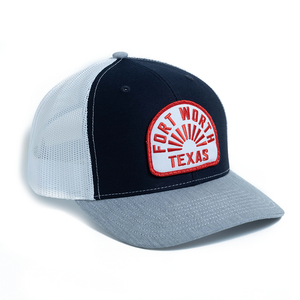 Fort Worth Texas Sun - Trucker Hat - Heather Gray/Navy/White