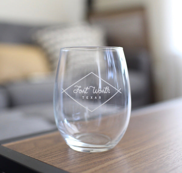 Fort Worth Diamond - Stemless Wine Glass