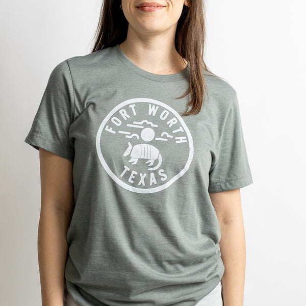 Fort Worth Armadillo Badge - Heather Blue- T-Shirt