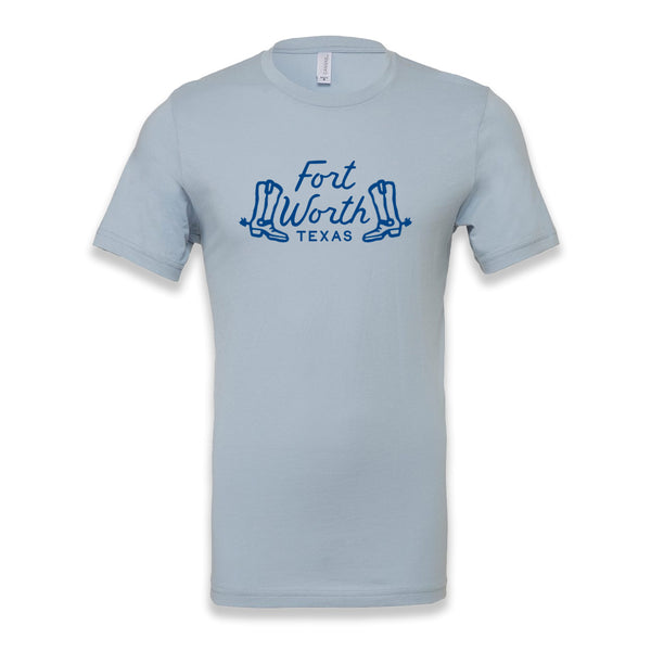 Fort Worth Texas Boots - Light Blue - T-Shirt