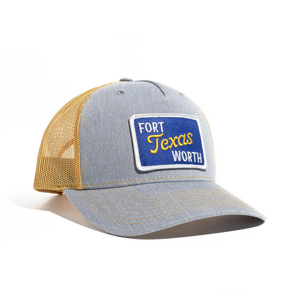 Fort Worth Texas - Trucker Hat - Amber Gold/Gray