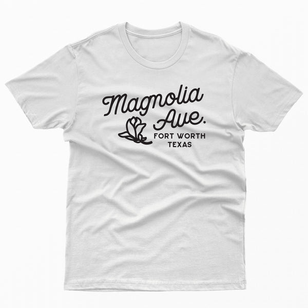 Magnolia Ave. Fort Worth Texas - Vintage White - T-Shirt