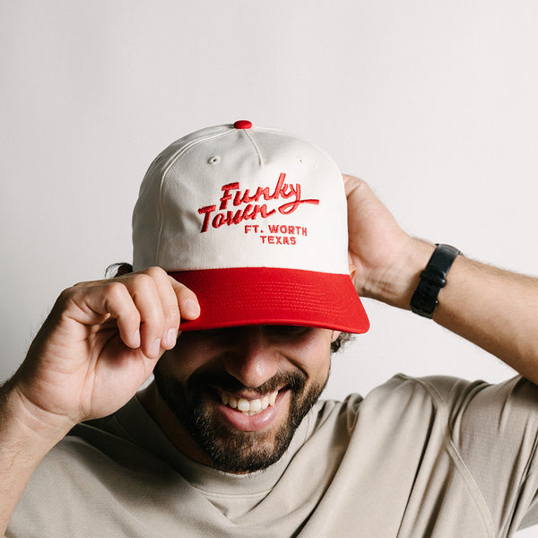 Funkytown Ft. Worth Texas - TX - Ball Cap - Natural/Red
