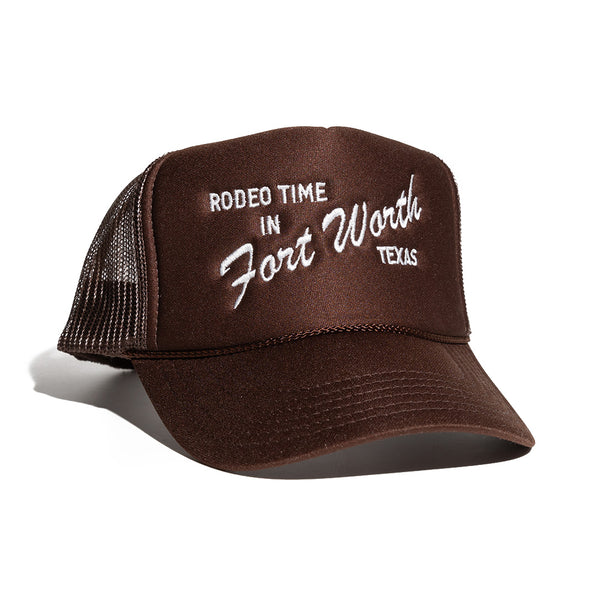 Rodeo Time in Fort Worth Texas - Foam Cap - Brown