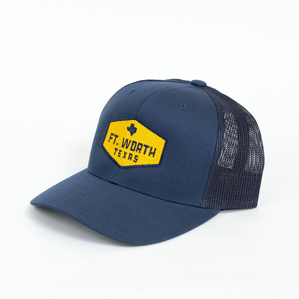 Fort Worth Diamond Trucker Hat - Curved Visor Snapback - Navy
