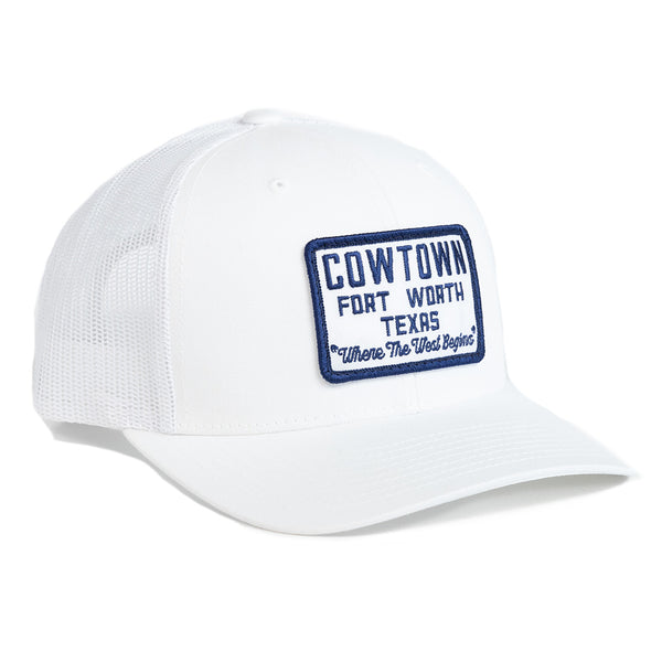 Cowtown "Where the West Begins" - Trucker Hat - White